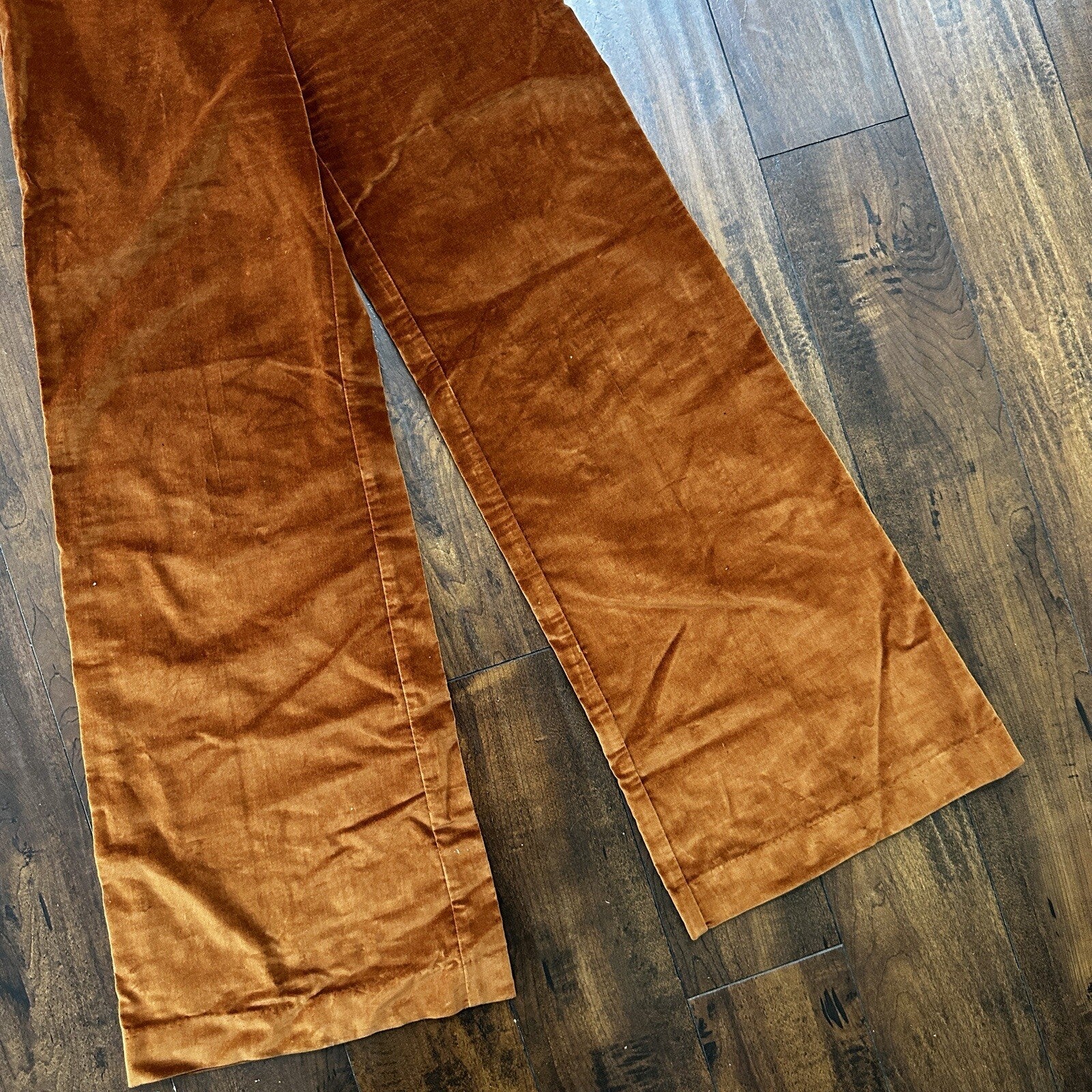 VTG Alpaq California 1970s Pants 26x31 Brown Velour High Waist Flair Rockabilly