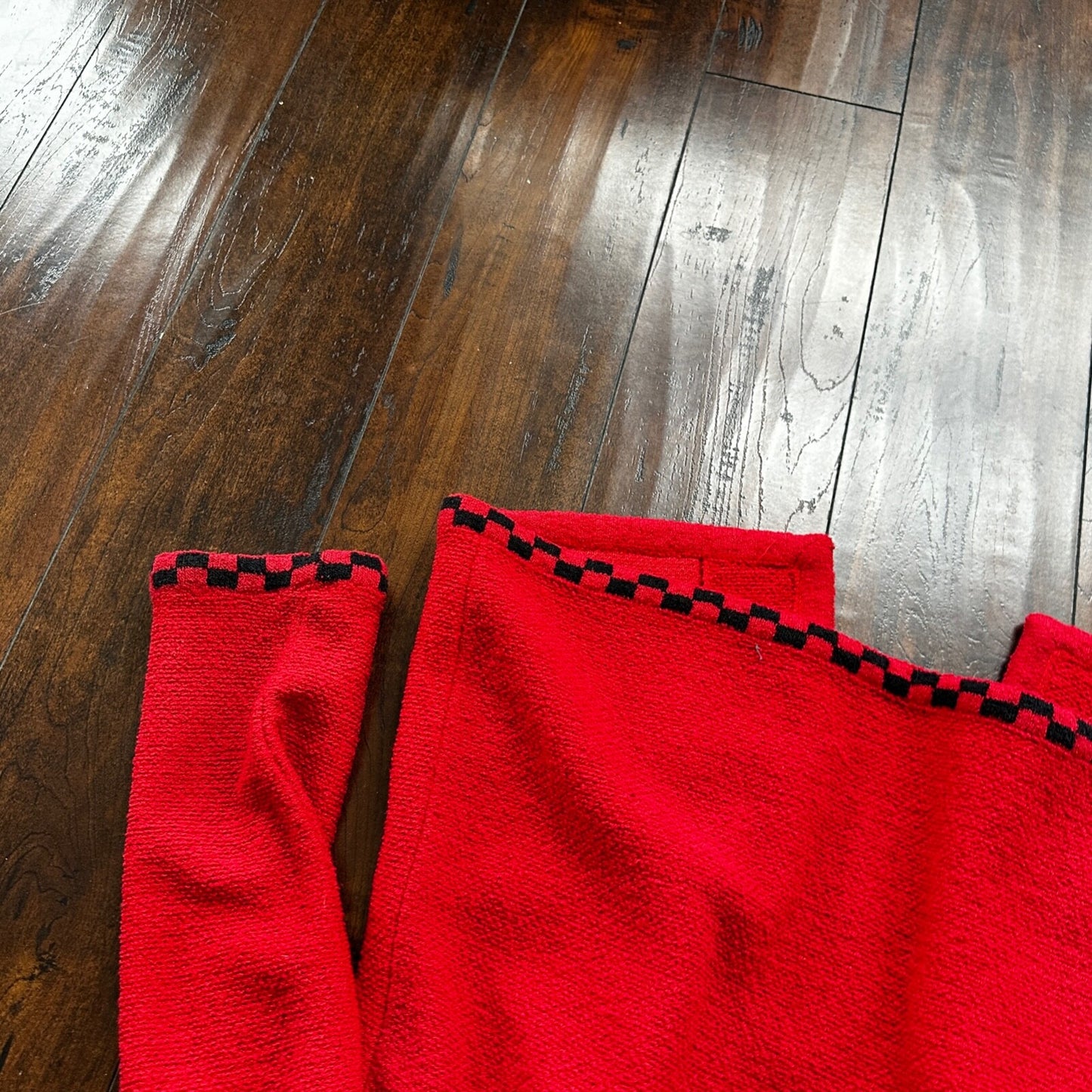 VTG Castleberry Womens Knit Cardigan Blazer Jacket Red Checkerboard Cute Grandma