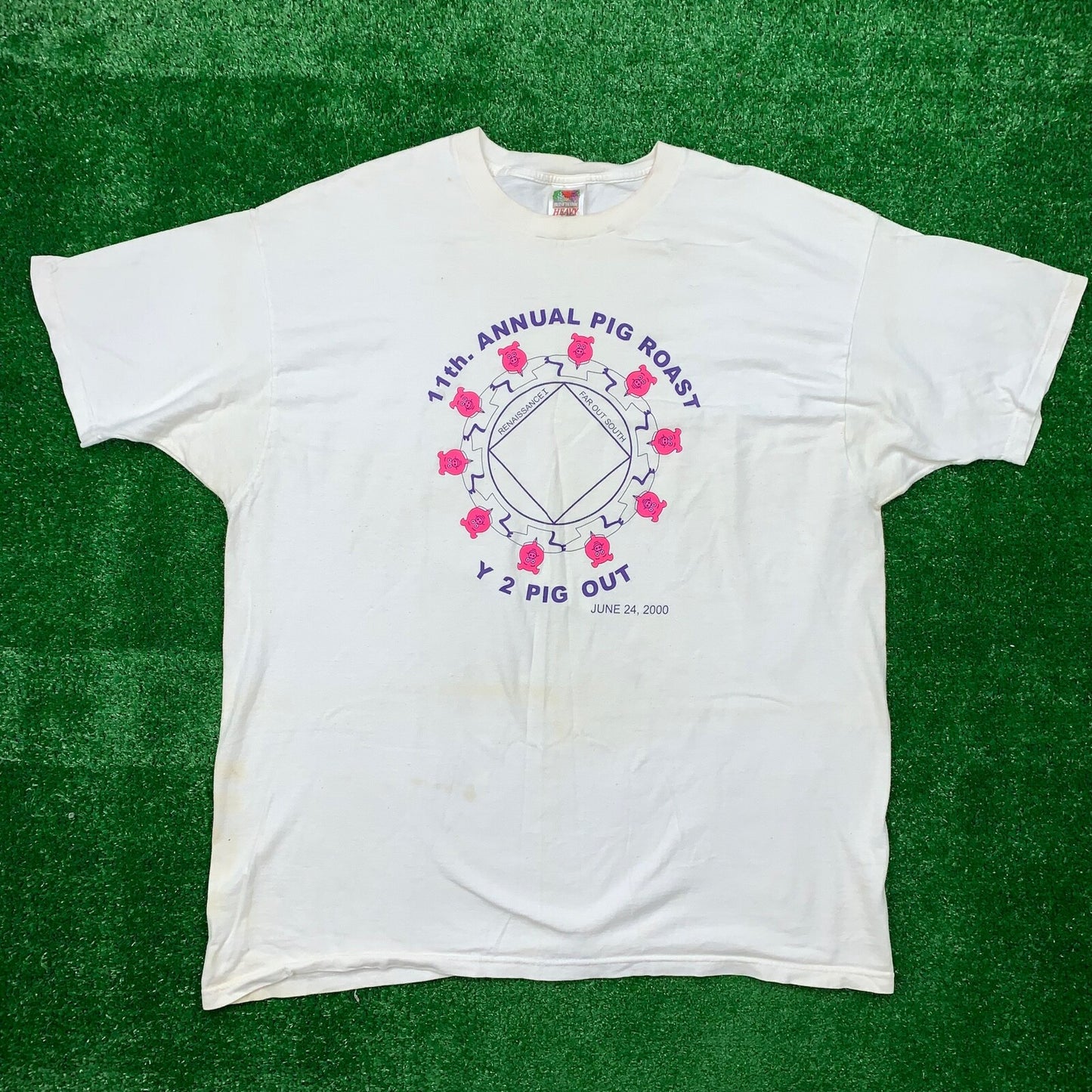 Pig Roast Vintage T Shirt June 24 2000 Funny Cartoon Love Bacon Food Y2K 90s