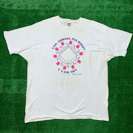 Pig Roast Vintage T Shirt June 24 2000 Funny Cartoon Love Bacon Food Y2K 90s