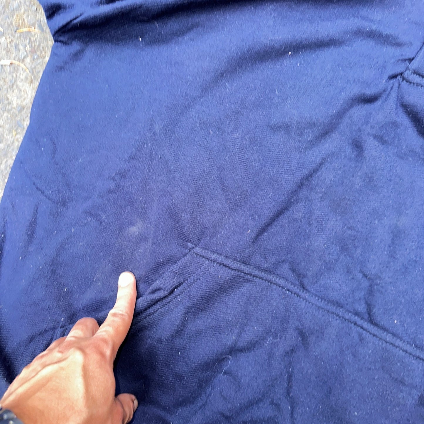 Vintage Thermal Waffle Lined Hoodie Sweatshirt Mens XL Navy Blue Nucleus Punk