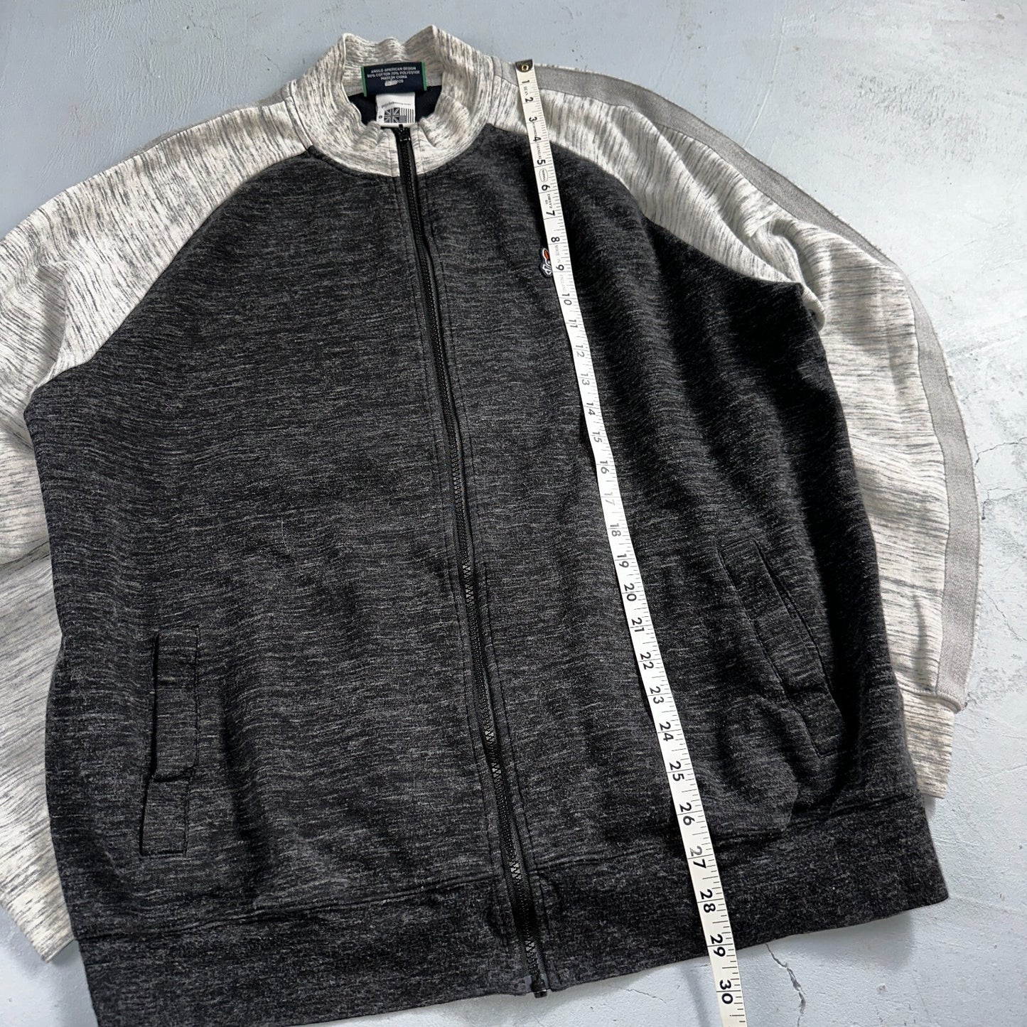 Psycho Bunny Jacket Mens 8 Black & Gray Full Zip Casual Logo Sweater