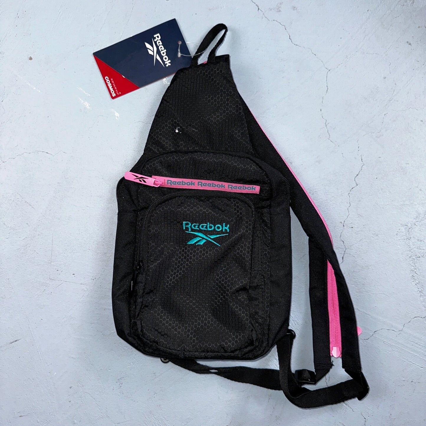 REEBOK Cosmos Crossbody Sling Bag Back Pack Black Pink Lightweight NWT