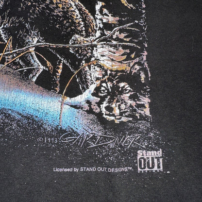Vintage Wolf Pack Wolves Nature Animals Art Graphic Thrashed T-Shirt Black 90s