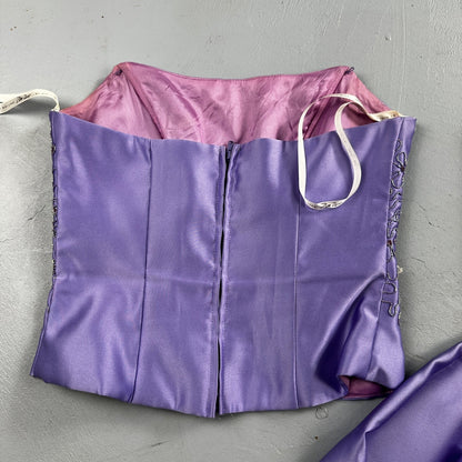 Zum Zum By Niki Livas Women's Purple Crop Skirt Beading Maxi Dress 5-6 USA Prom