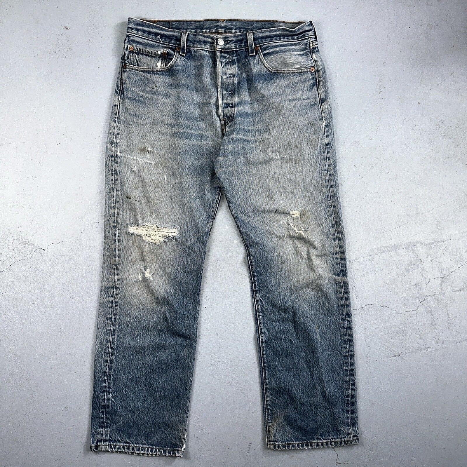Levis 501 Vintage 90s Mexico Straight Leg Jeans 36x34 Y2K Light Wash Act 35x30