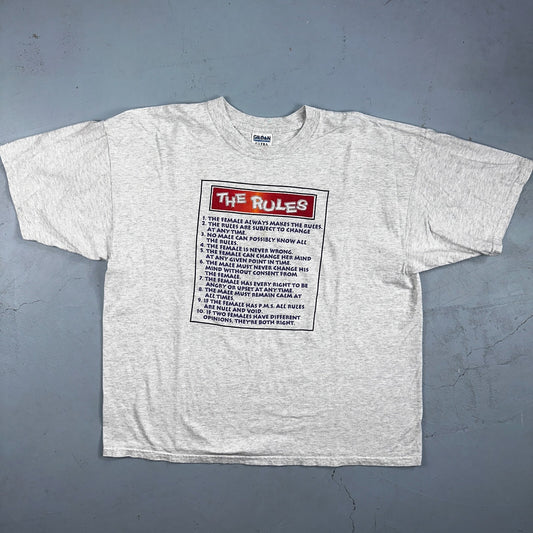 Rules Girls Funny Women Quote Text VTG T Shirt Y2K Gray Subject 2XL Cool