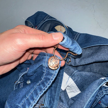 Big Mac Authentic Workwear Men's Bib Overalls 42x30 VTG Wash Blue Jean Denim