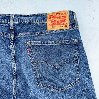 Levis 505 Vintage Y2K Jeans Blue Med Wash Zipper Fly Straight 36x32 Act 36x31