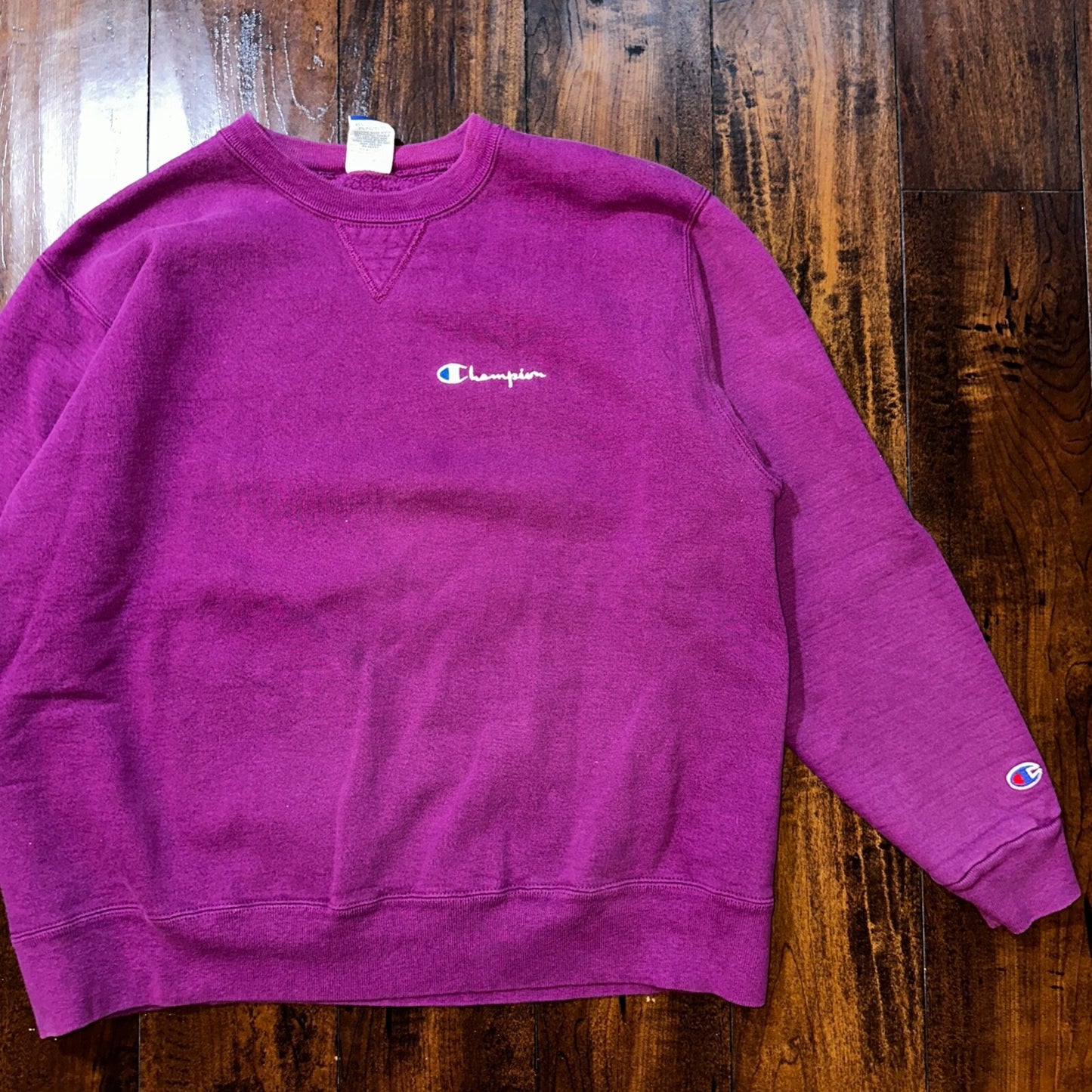 Champion Vintage XL 90s USA Purple Weave Sweatshirt Blank 80s Jumper Sweater