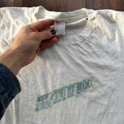 Crazy Print Thrashed Vintage T Shirt Rap Music Grunge Nirvana White 90s Skate