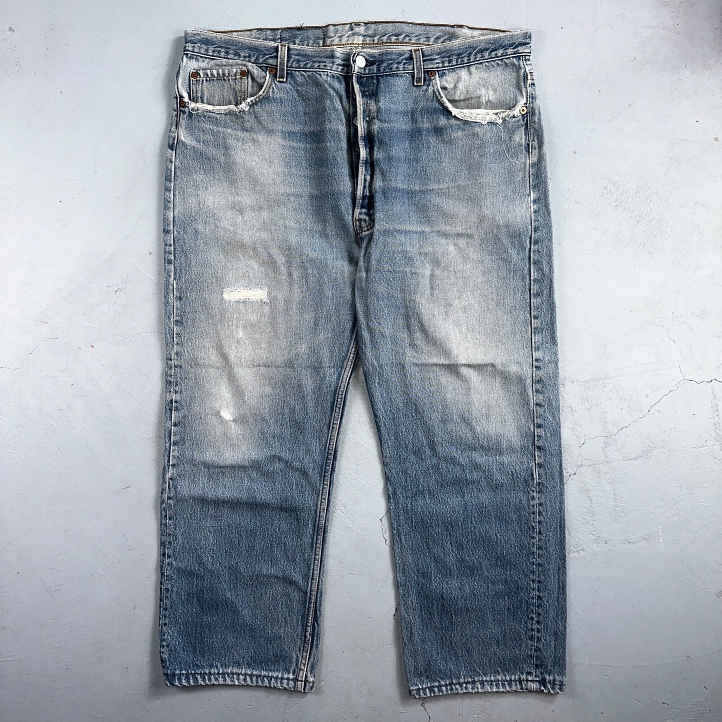 Levis 501 Vintage 90s USA XX Straight Leg Jeans Blue Light Wash 42x30 Act 41x26