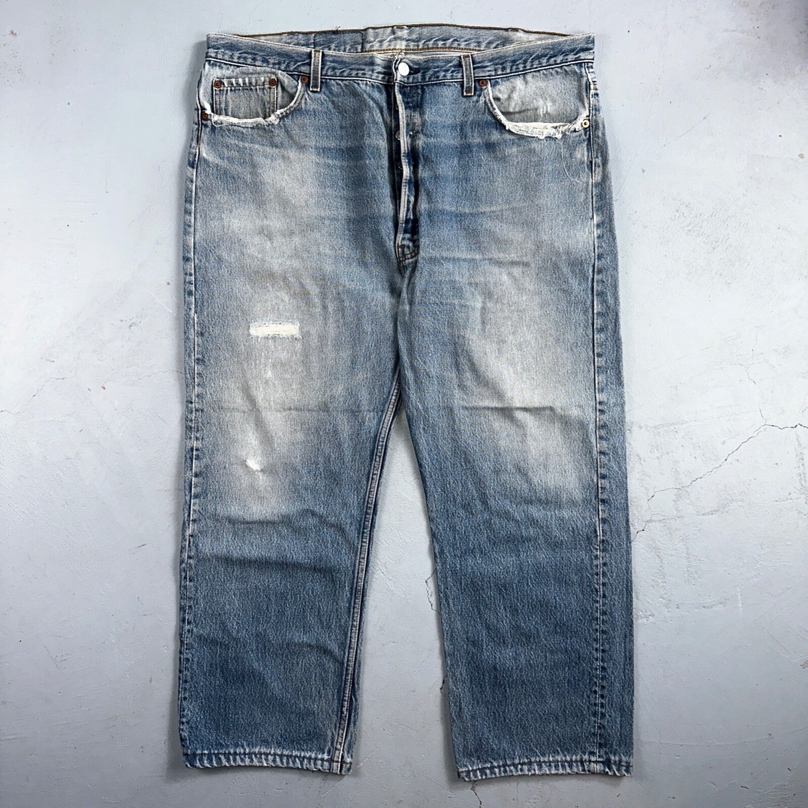 Levis 501 Vintage 90s USA XX Straight Leg Jeans Blue Light Wash 42x30 Act 41x26