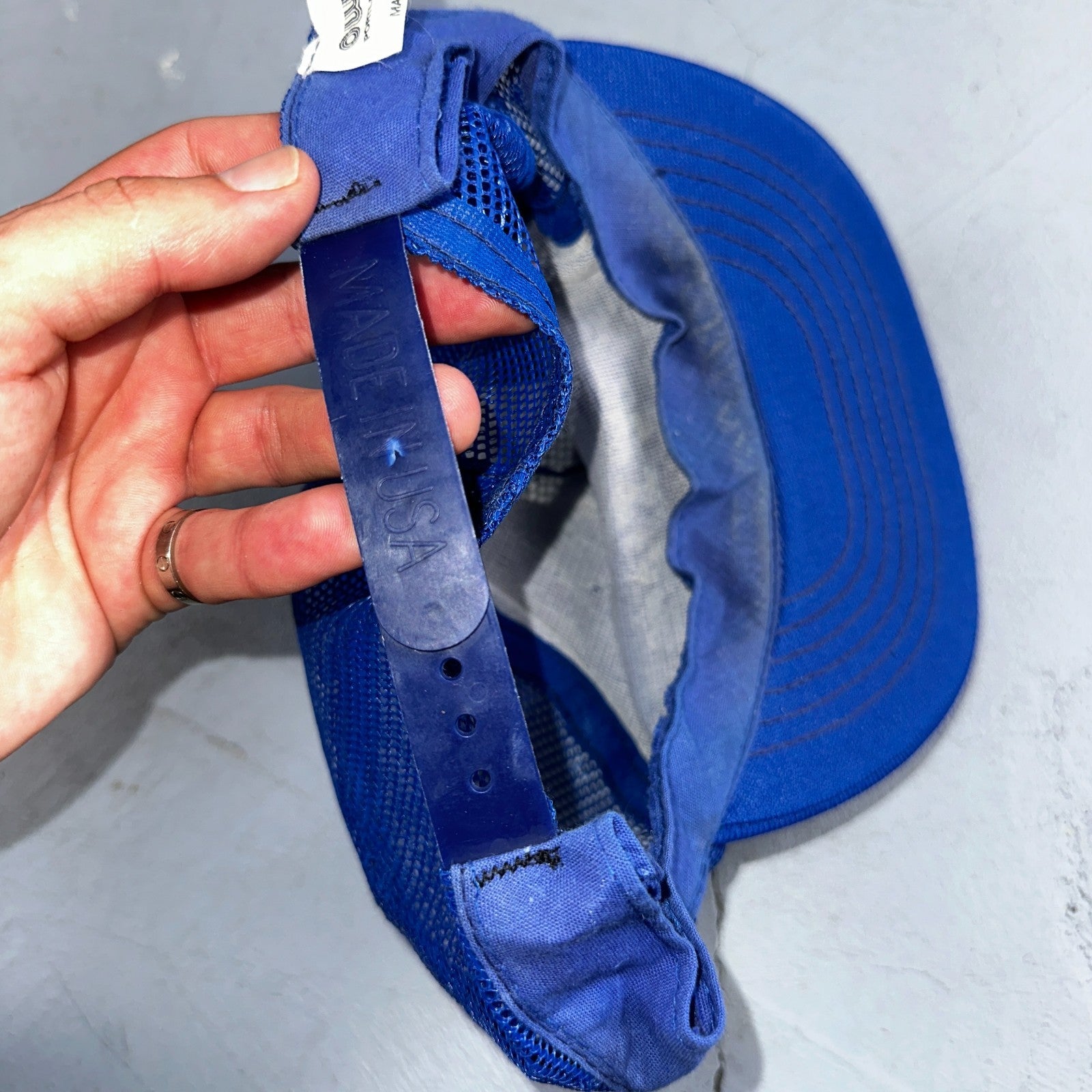 Vintage Pay Less Drug Store Hat Blue Mesh Snapback Pharmacy Promo Trucker Cap US