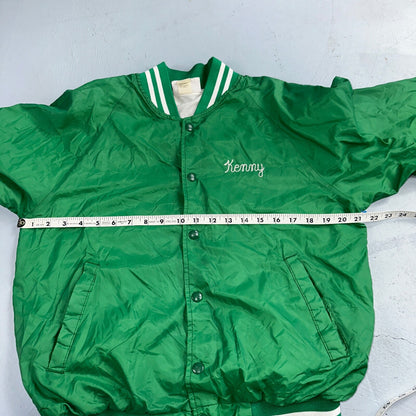Vintage East Bay Classic Starter Satin Jacket Nylon 80s Green Chainstitch Cars