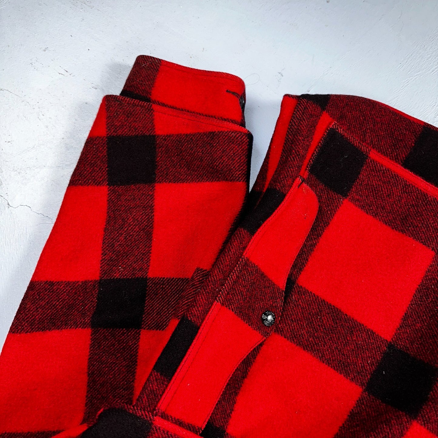 Filson Double Mackinaw Cruiser Coat Jacket Mens 46 Red Plaid Wool 70s Vintage