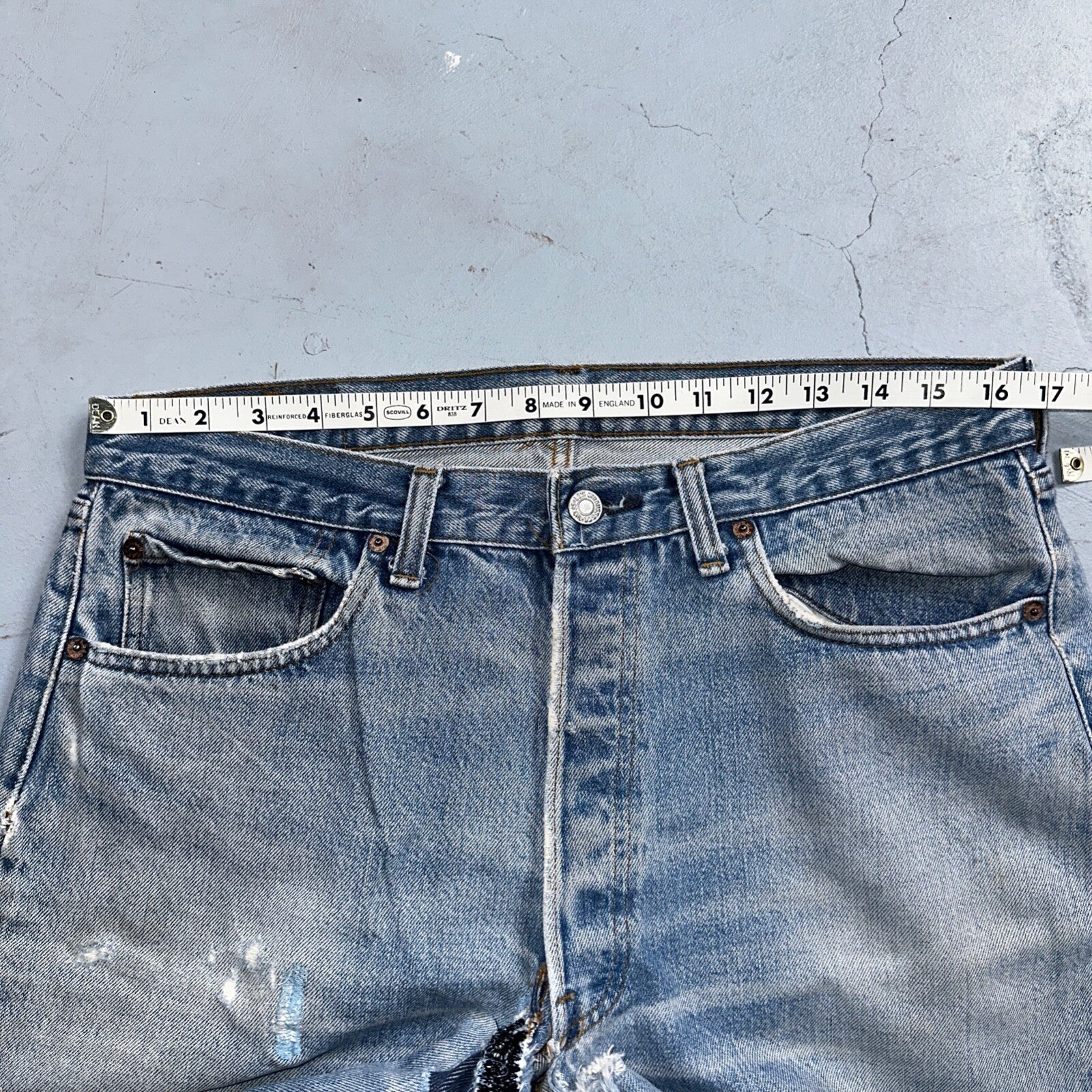 Levis 501 Vintage 80s Redline Selvedge USA XX Jeans Light Wash 36x36 Act 33x32