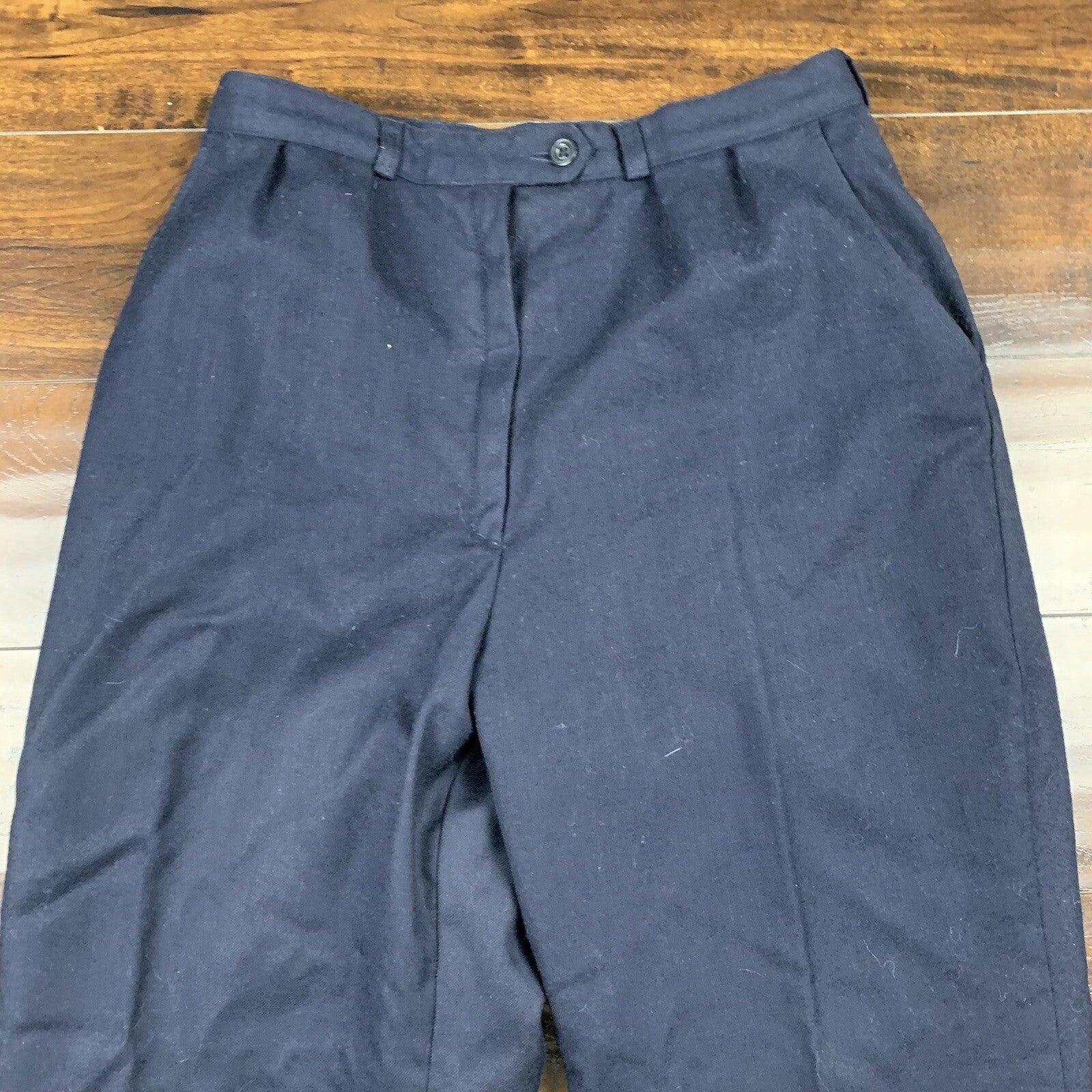 Giorgio Angelo Slacks Dress Pants Womens 12 Navy Blue Wool Vintage 70s Talon