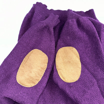 Pendleton 80s Vintage Henry Neck Sweater Elbow Patch Mens Size XL Wool Purple