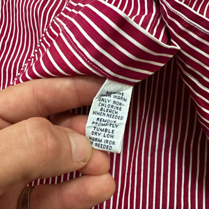 Polo Ralph Lauren Red Stripe Button Down Work Shirt Dress Vtg Up Y2K 90s Western