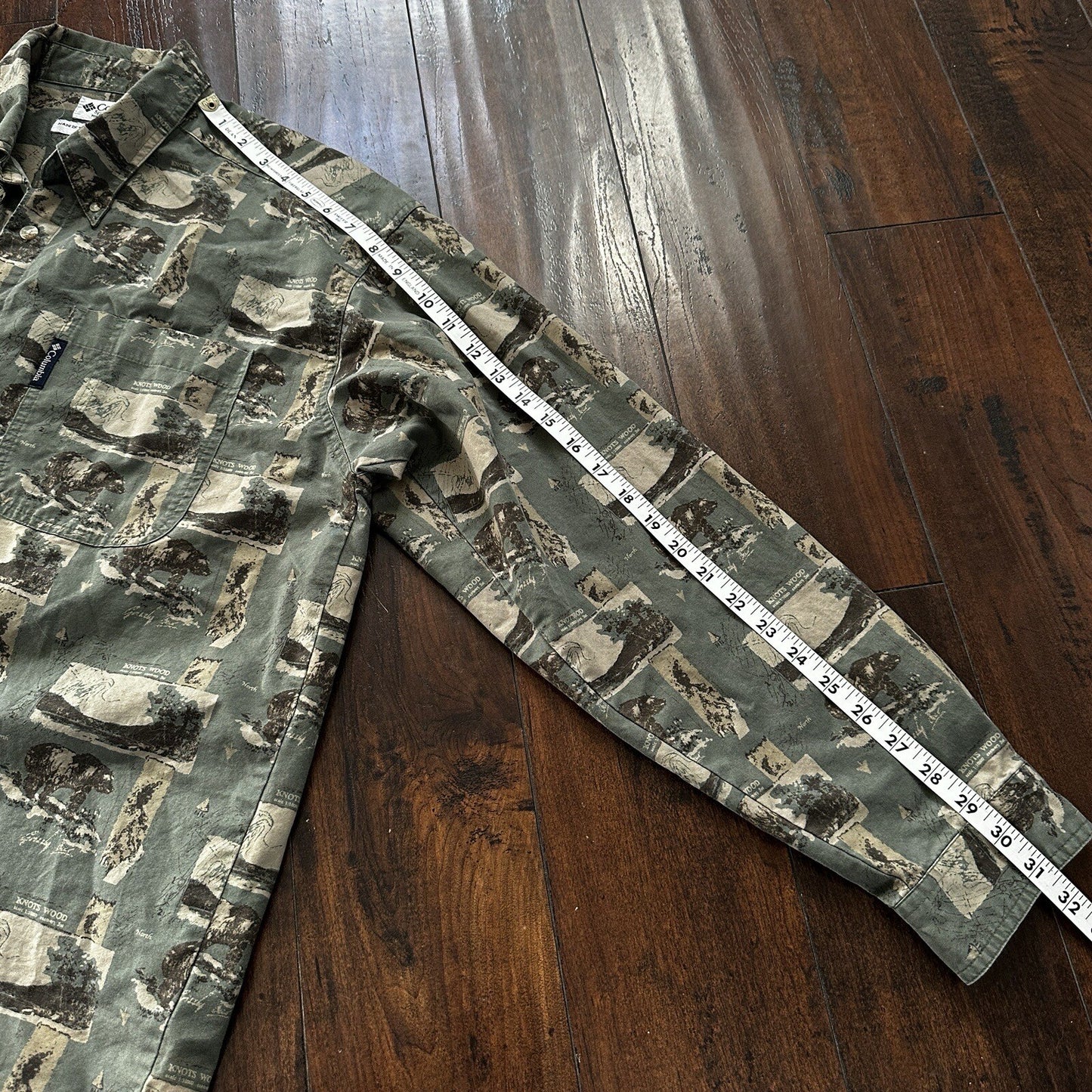 Columbia Button Down Shirt Knots Wood Size Large Long Sleeve Shirt Outdoor VTG