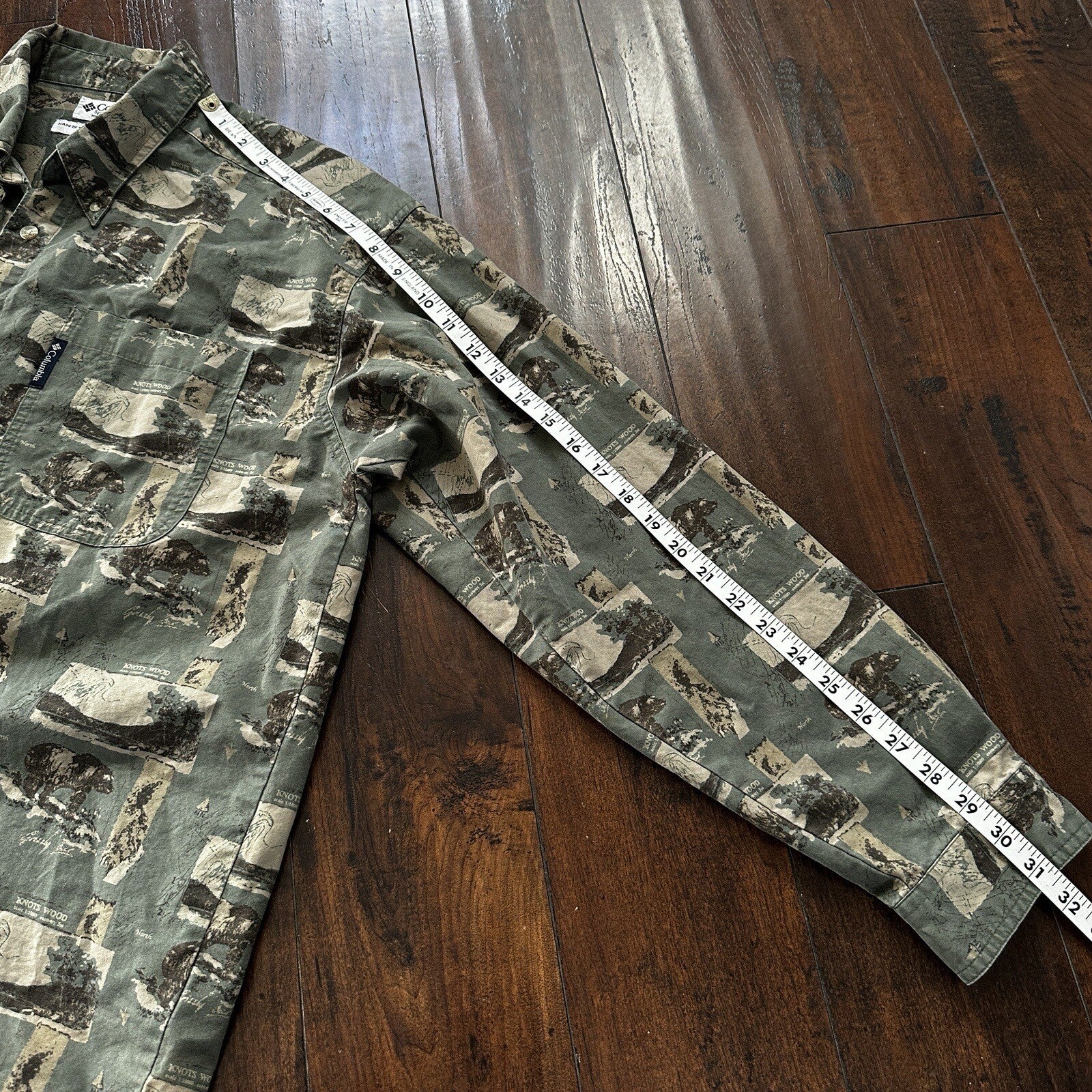 Columbia Button Down Shirt Knots Wood Size Large Long Sleeve Shirt Outdoor VTG