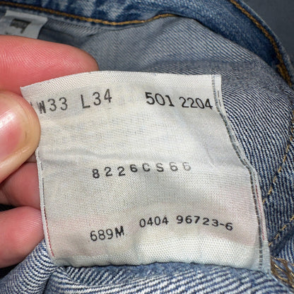 Levis 501 Vintage Y2K 90s XX Straight Leg Jeans Blue Light Wash 33x34 Act 33x30
