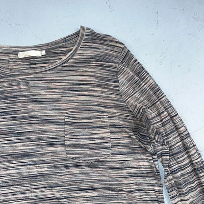 Prana Long Sleeve T-Shirt Activewear Womens Size L Gray Striped Mulitcolor