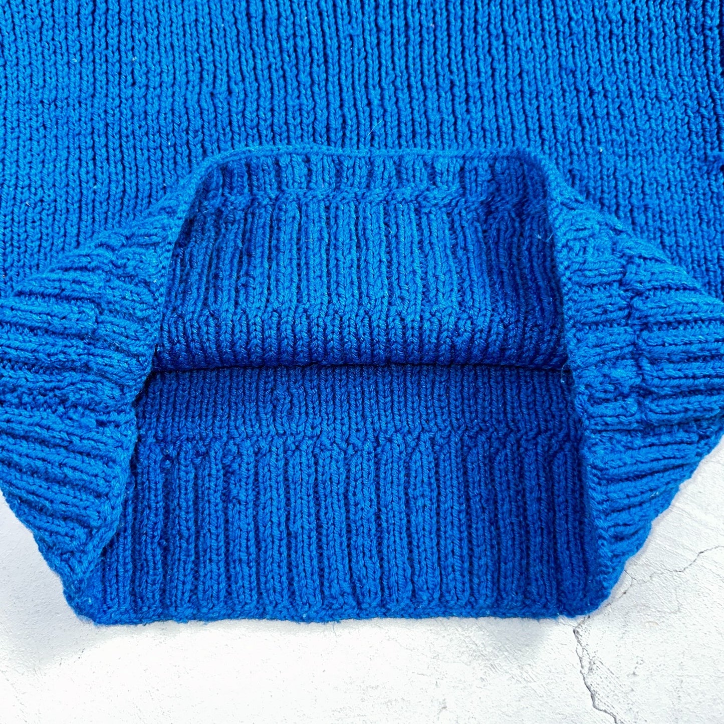 VTG Blue Vest Knitted Sleeveless Sweater Pullover Handmade Knit 70s 1970s