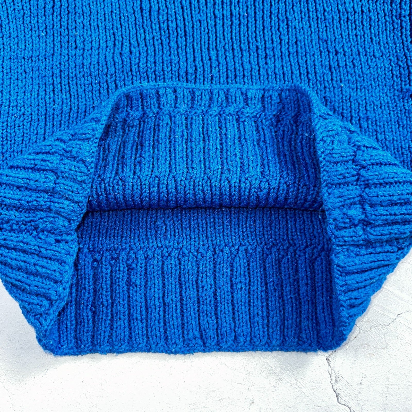 VTG Blue Vest Knitted Sleeveless Sweater Pullover Handmade Knit 70s 1970s