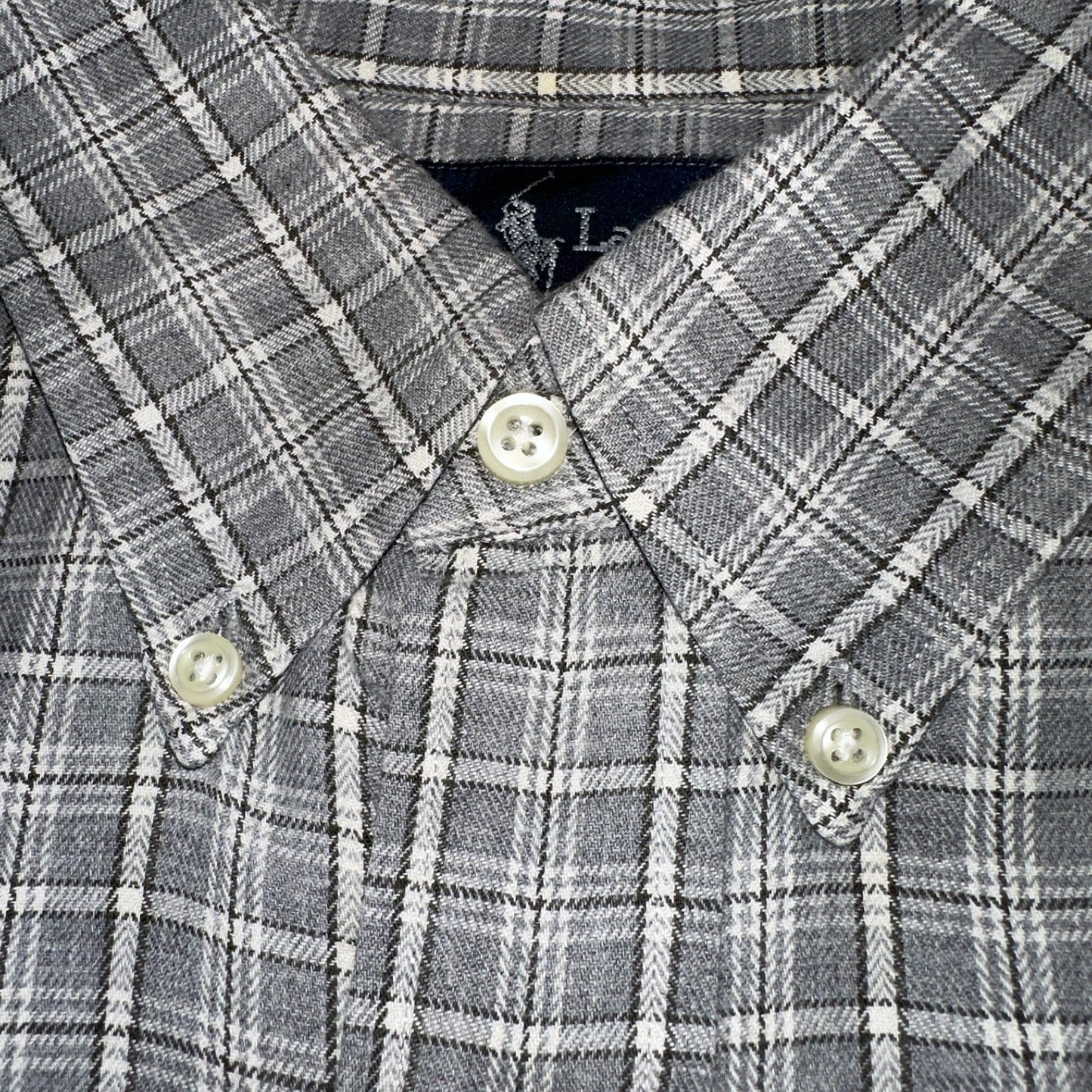 Ralph Lauren Shirt VTG XL Gray Blaire Cotton Long Sleeve Button Up Down Plaid
