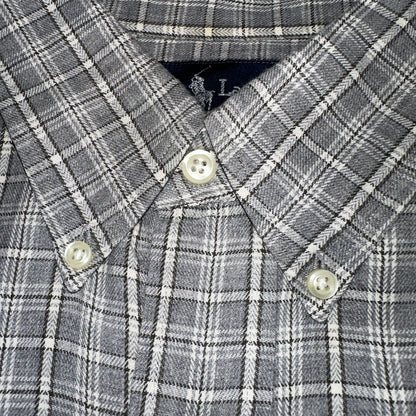 Ralph Lauren Shirt VTG XL Gray Blaire Cotton Long Sleeve Button Up Down Plaid
