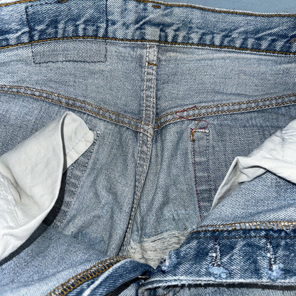 Levis 501 Vintage 80s USA XX Straight Leg Jeans Blue Light Wash Thrash Act 27x28