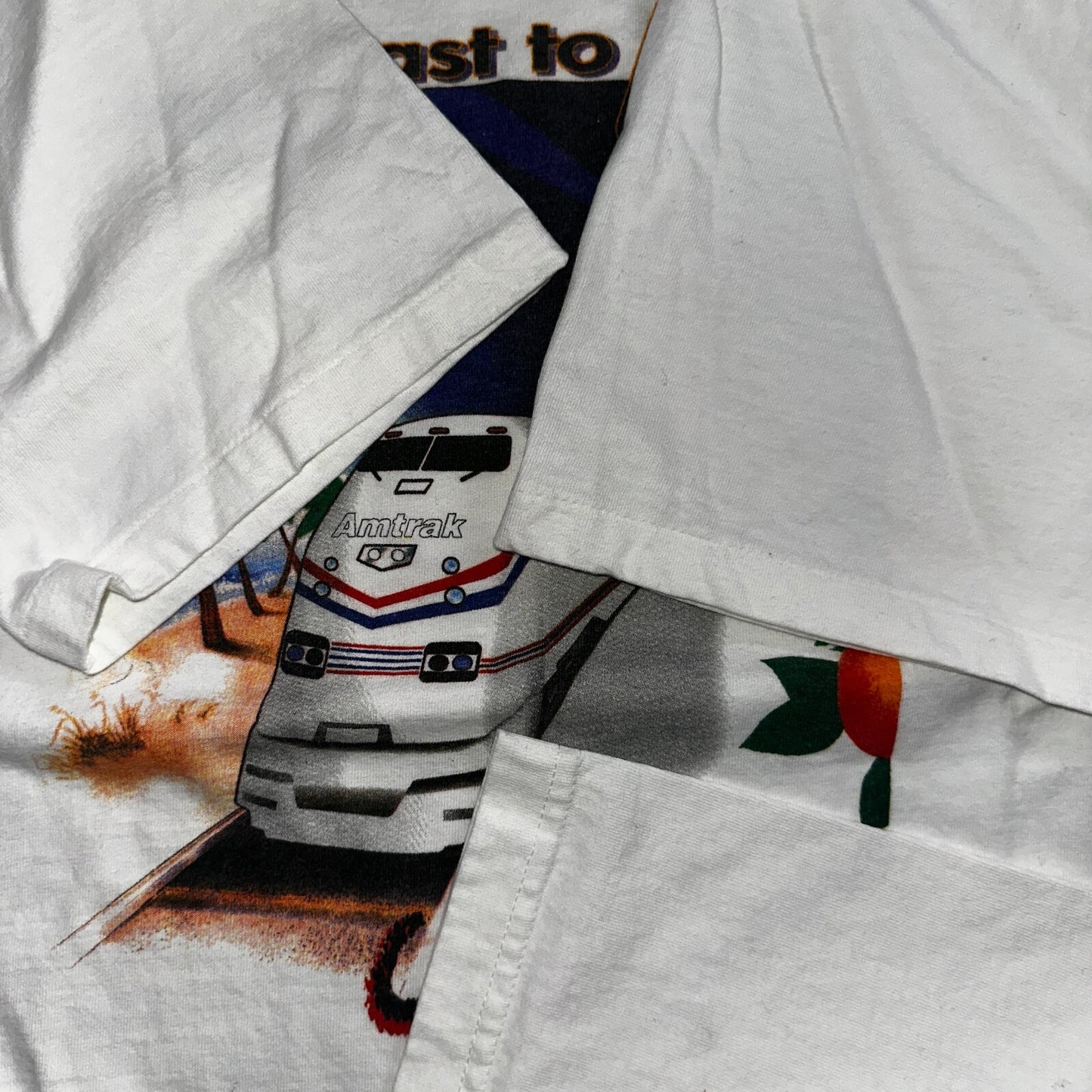 Amtrack Coast to Coast VTG T Shirt Sunset Limited Train Tracks Travel USA Sunset