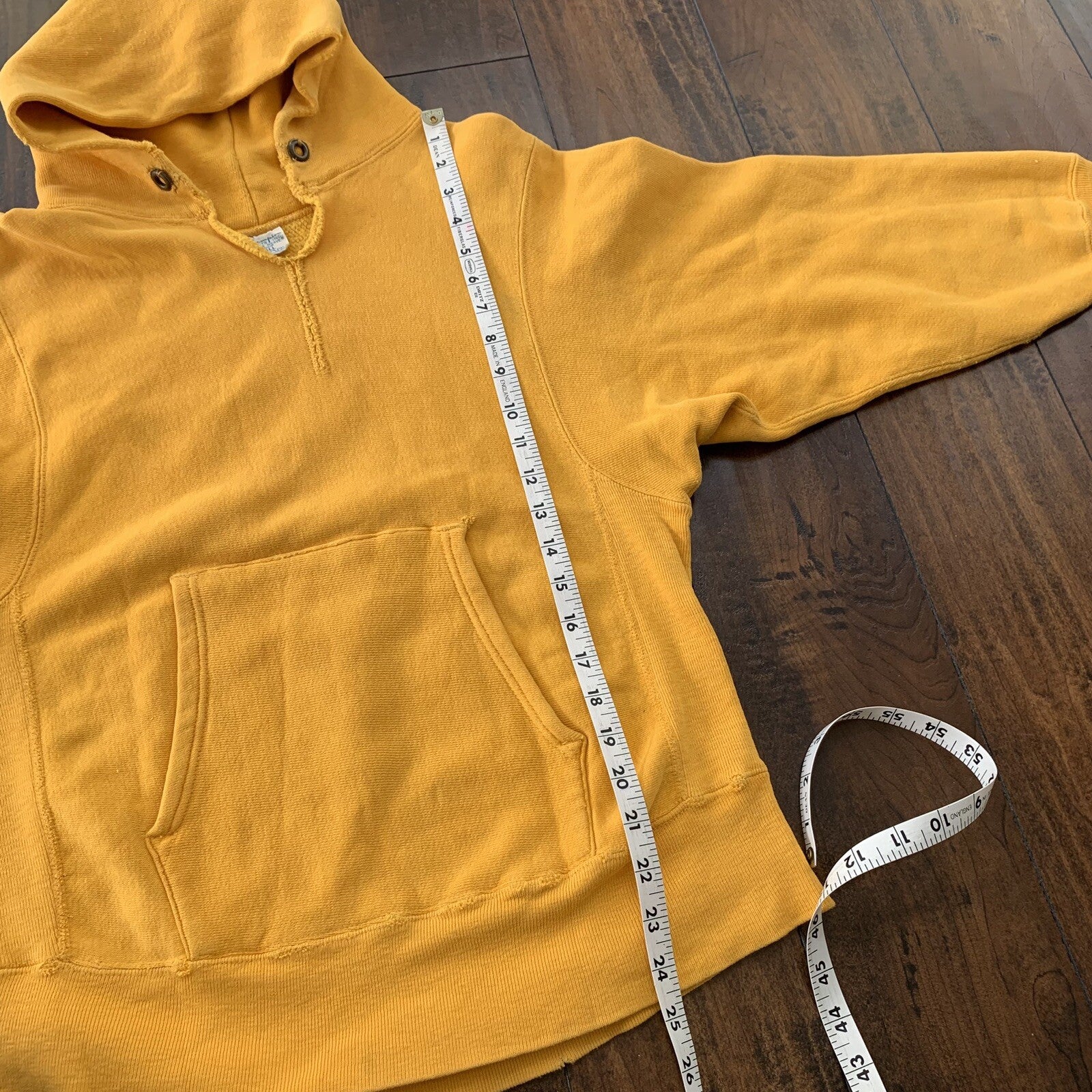 Vintage 70s Champion USA Reverse Weave Sweatshirt Hoodie Basic Blank Yellow 60s