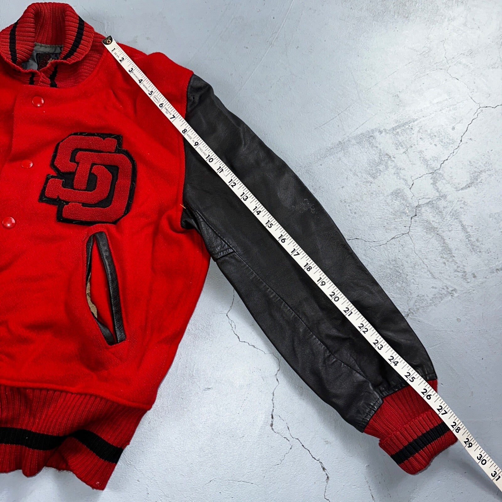 Varsity Jacket VTG 50s 60s WHITING Wool Leather San Diego CA SD Letterman Red