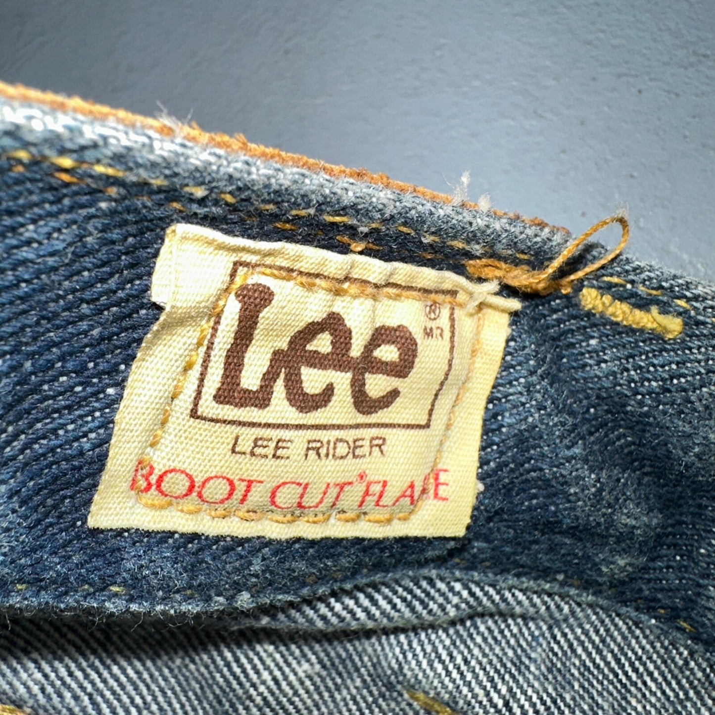 Lee VTG 70s Riders Denim Boot Cut Flare Jeans USA 33x35 Dark Wash Cowboy 1970s