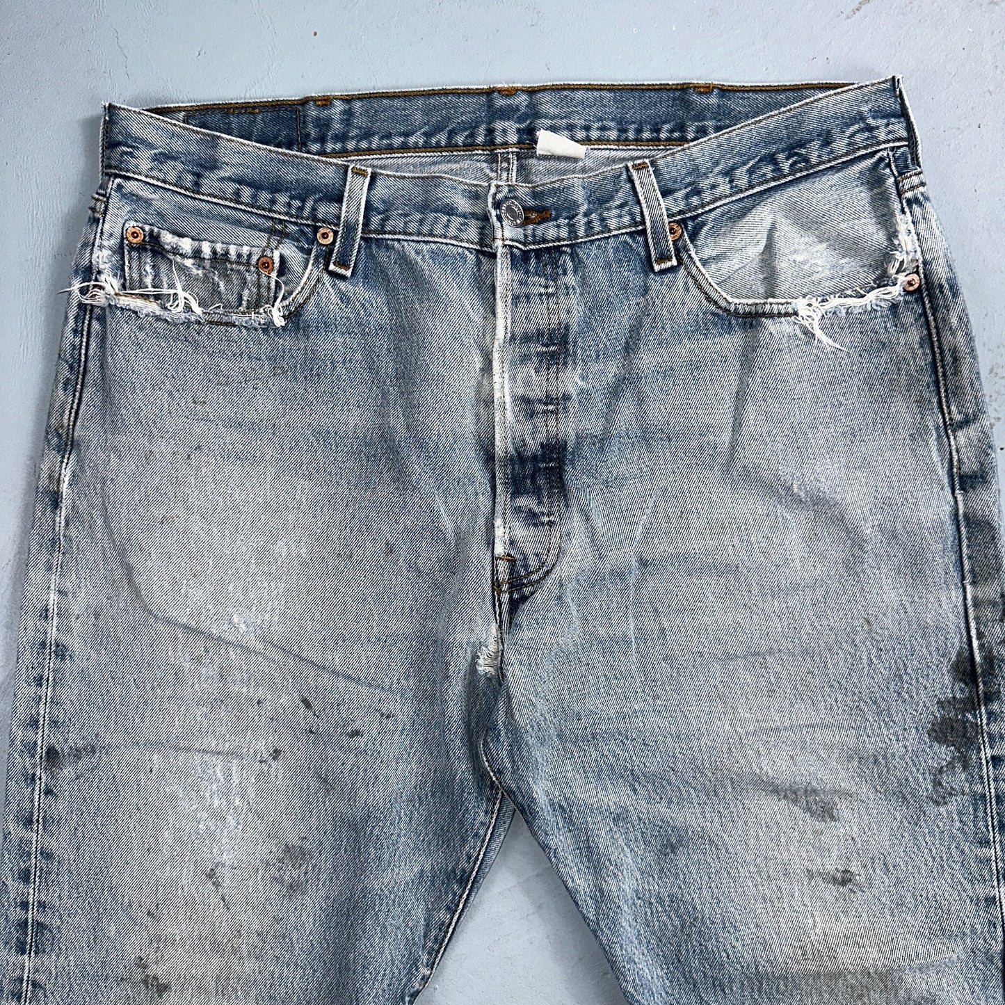 Levis 501 Vintage Y2K XX Straight Leg Jeans 90s Blue Light Wash 38x30 Act 35x26