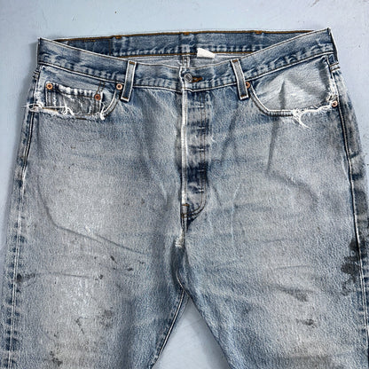 Levis 501 Vintage Y2K XX Straight Leg Jeans 90s Blue Light Wash 38x30 Act 35x26
