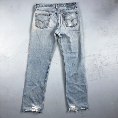 Levis 501 Vintage 90s USA XX Straight Leg Jeans Blue Light Wash 34x34 Act 32x33