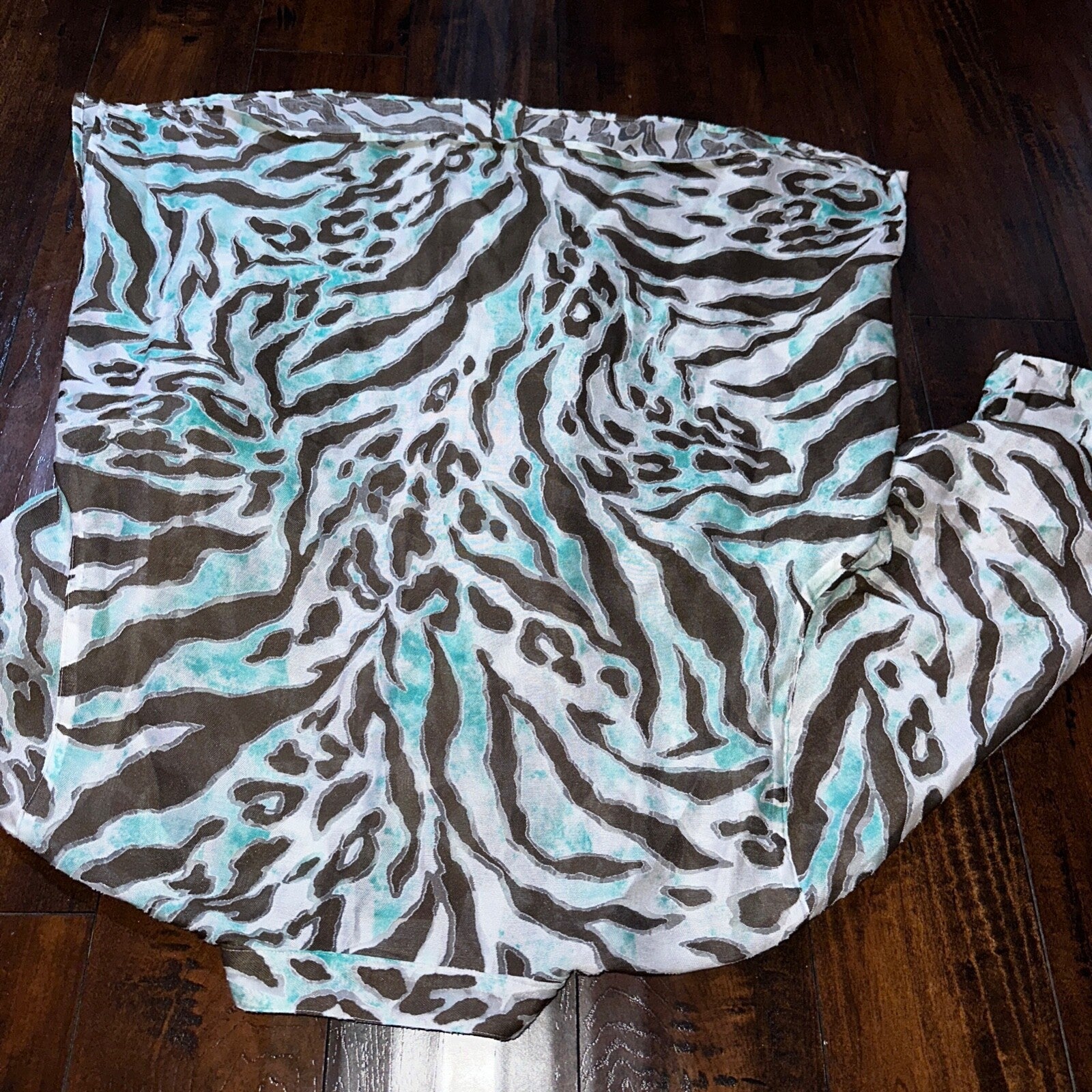 Alfred Dunner 3/4 Sleeve Button Shirt Up Tropical Floral Print Blouse Tiger Strp