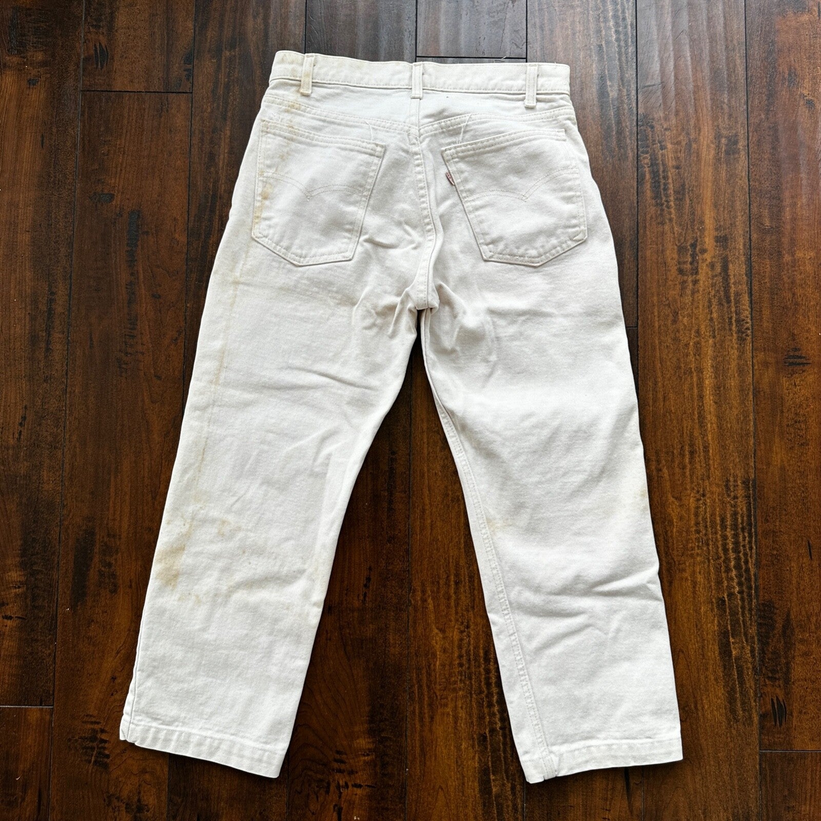 Vintage 80s Levis 501 USA 30x24 Tag Jeans 80s White Bleach Wash Act Worn Capri