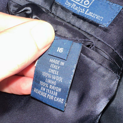 Women's Vintage Polo Ralph Lauren Blazer Jacket Made in Italy Sz 16 Wool 80s