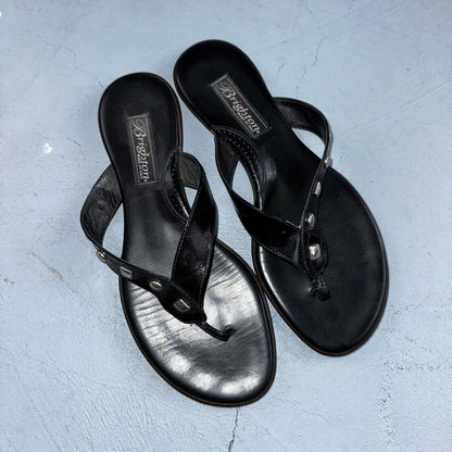 Brighton Womens Black Thong Sandals Size 8 Cute Y2K Made in Italy