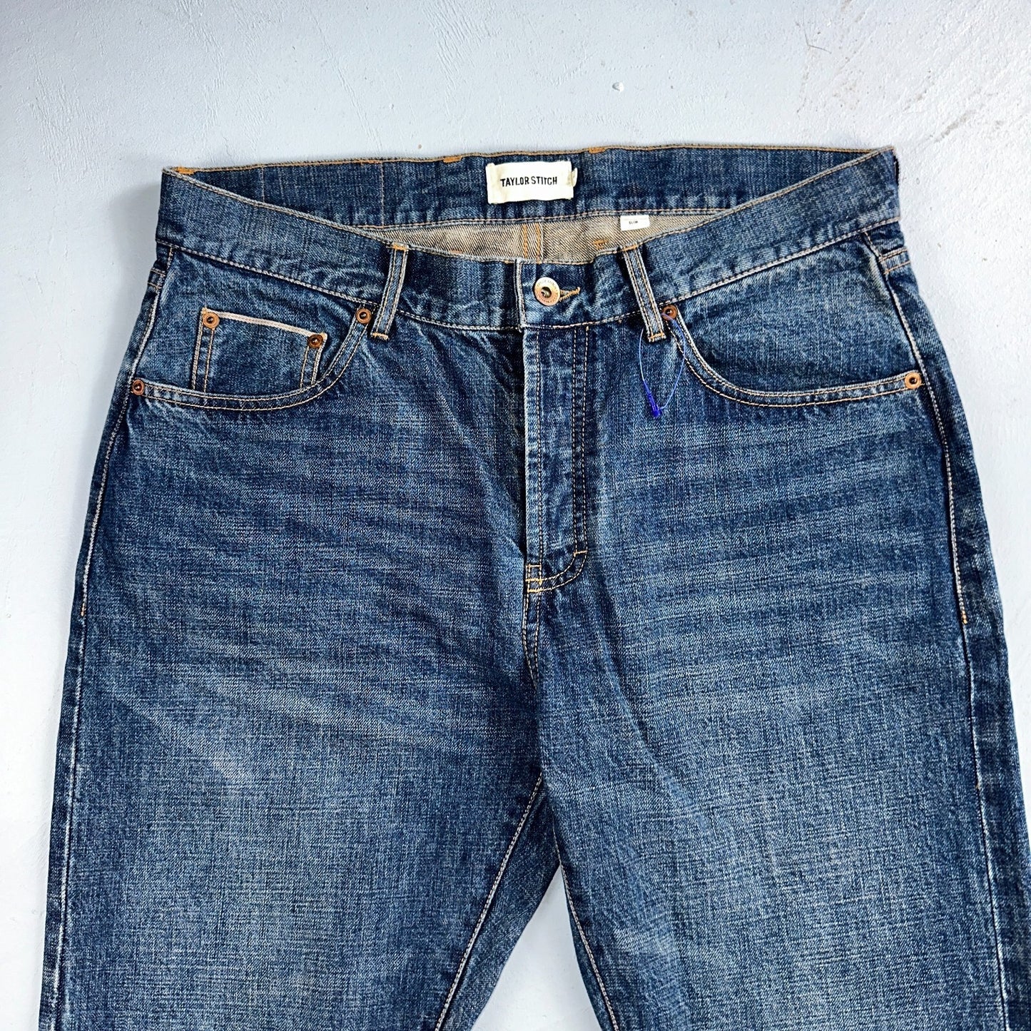 Taylor Stitch The Slim Jean Selvedge Red Line Blue Denim Mens 33 Cotton 33x33