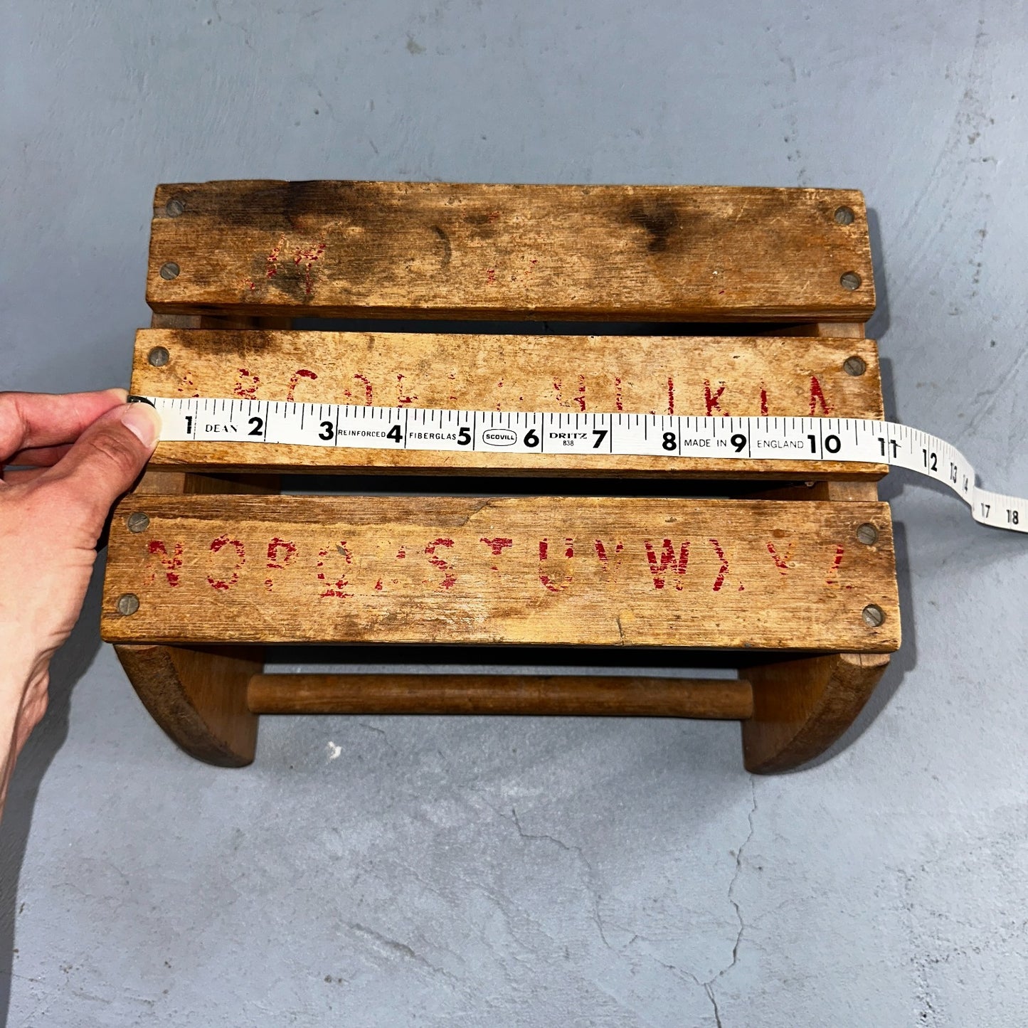 Sit Down Step Up Stool Chair DEKTO Wooden Toys Animal Alphabet VTG Primative