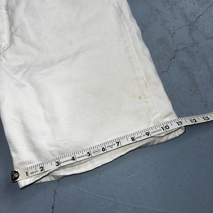 Vintage 90s Levis 950 White Denim Orange Tab Relaxed Shorts 7 High Waist