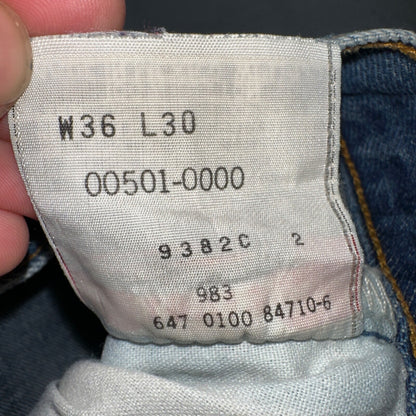 Levis 501 Vintage 90s Mexico Straight Leg Jeans 36x30 Y2K Med Wash Act 33x27