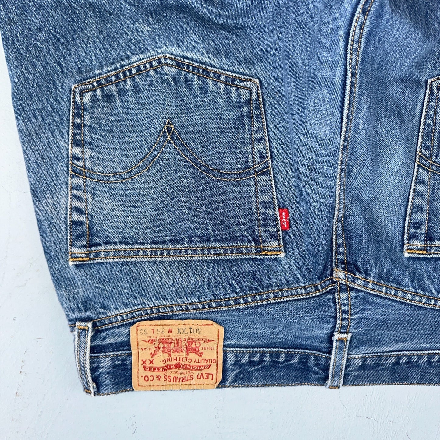 Levis 501 Vintage Y2K XX Straight Leg Jeans 90s Blue Med Wash 35x33 Act 33x29