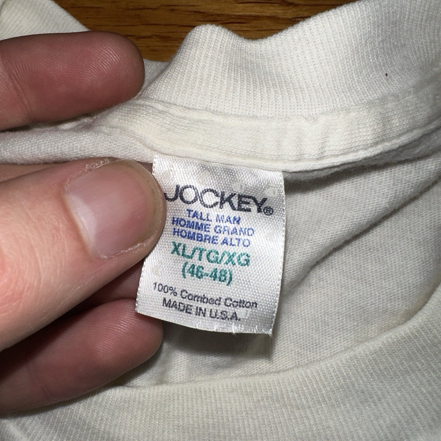 Jockey Shirt Men’s XL 46-48 Single Stitch White T Made In USA Cotton Vintage